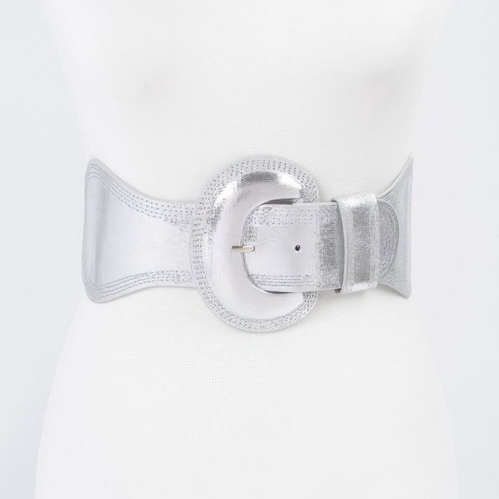 Metallic Fauxleather Metallic Elastic Plus size belt